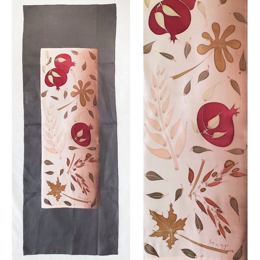 Edna Ron Hand painted Judaica Gift Bread Cover Shabat Shalom Challah Cover Silk